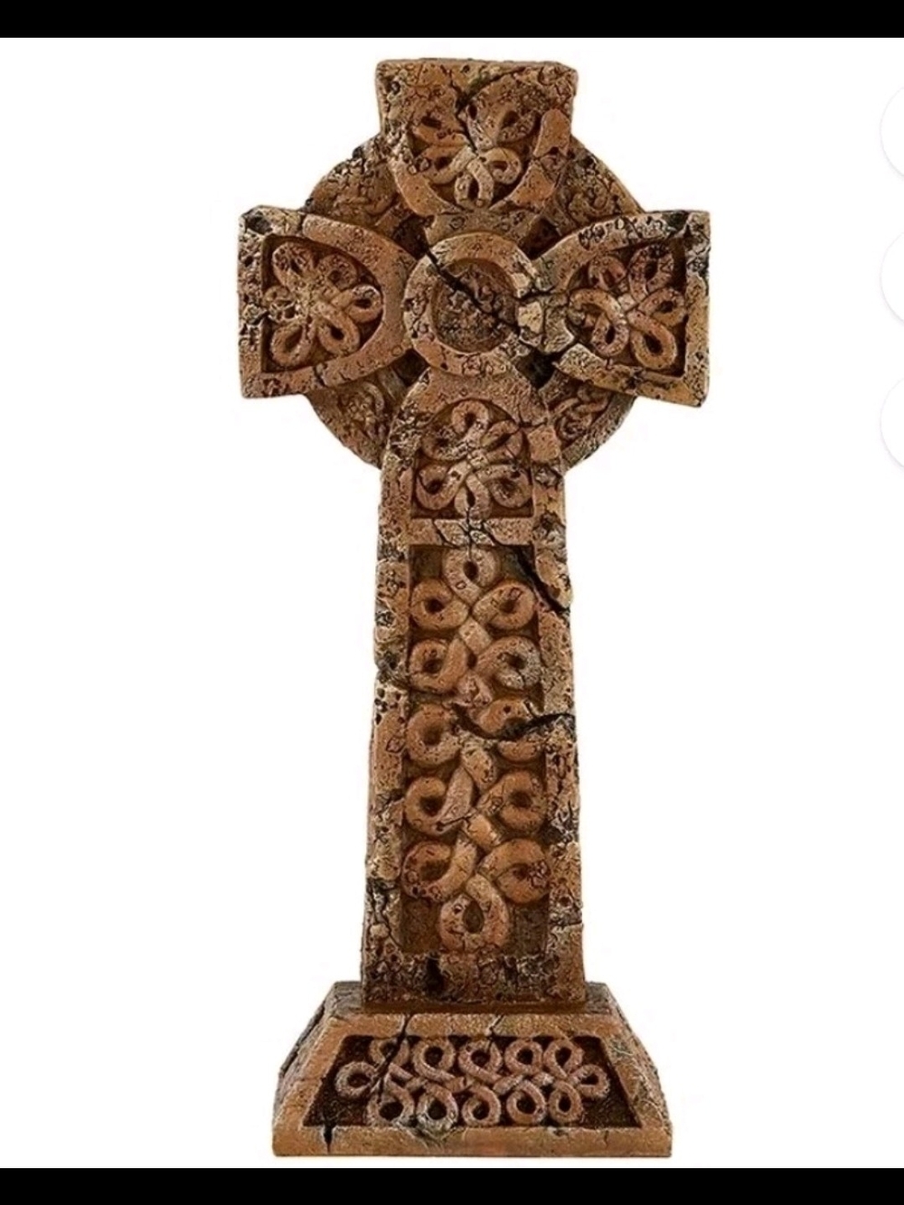 Celtic Cross Stone Garden Accent - Rustic Brown